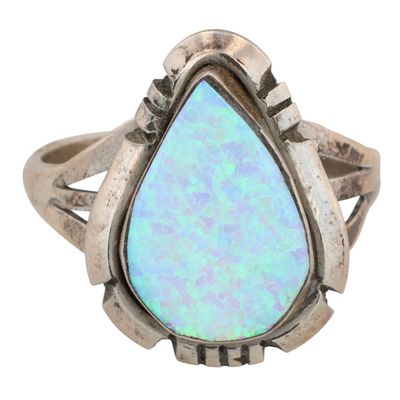 Sale Photo Thumbnail #231: Calvin Spencer Navajo Sterling Opal Ring Sz 5.5
