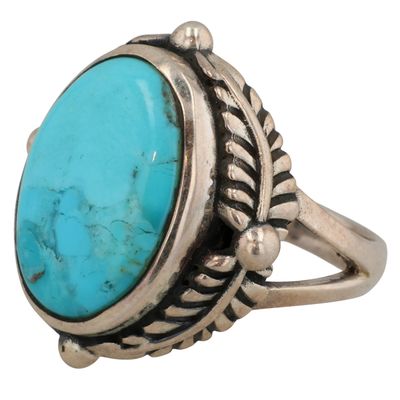 Sale Photo Thumbnail #519: HaDa Collection Sterling Kingman Turquoise Ring Sz 6.75