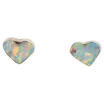 Sale Photo Thumbnail #25: Dorothy Weha Zuni Sterling Opal Heart Earrings