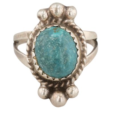 Sale Photo Thumbnail #305: Robert Martinez Navajo Sterling Turquoise Ring Sz 3.5