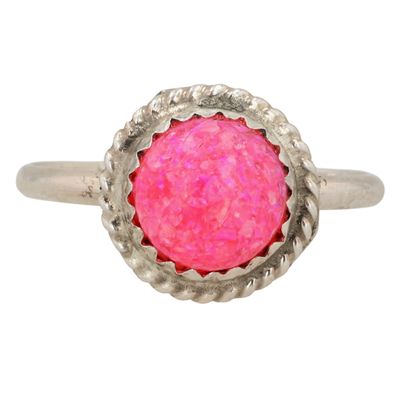 Sale Photo Thumbnail #21: Esther White Navajo Sterling Opal Ring Sz 7.25