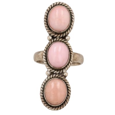 Sale Photo Thumbnail #445: HaDa Collection Sterling Pink Opal Ring Sz 8.75