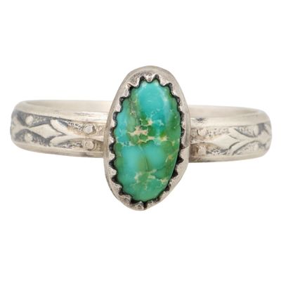 Sale Photo Thumbnail #317: Theresa Smith Navajo Sterling Sonoran Gold Turquoise Ring Sz 7.75