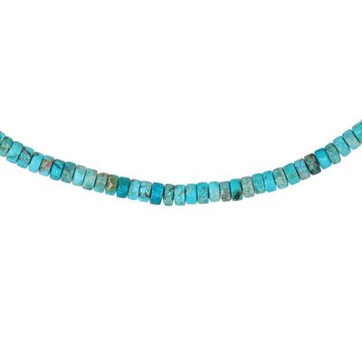 Sale Photo Thumbnail #14: Southwest Sterling Kingman Turquoise Bead Necklace