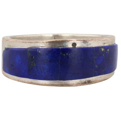 Sale Photo Thumbnail #417: Victor Thompson Navajo Sterling Lapis Lazuli Ring Sz 7.25