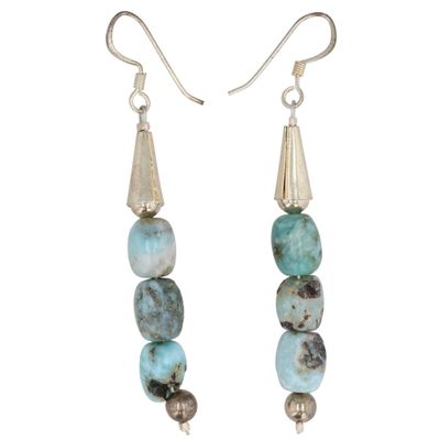 Sale Photo Thumbnail #490: Betty Bitsie Navajo Sterling Larimar Earrings