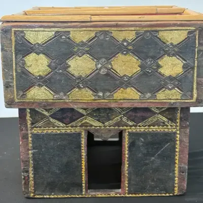 Decorative Hand-Painted Wooden Storage Box with Compartments