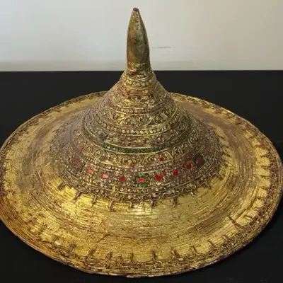 Decorative Gold-Tone Conical Hat-Shaped Wall Decor
