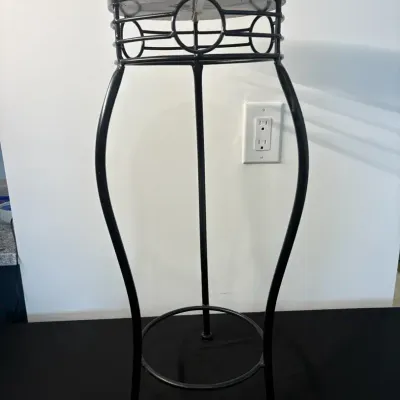 Metal Plant Stand with Red Mosaic Tile Top - 24" Height