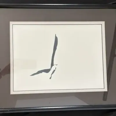 Framed Asian-Inspired Ink Artwork – Black Brush Design