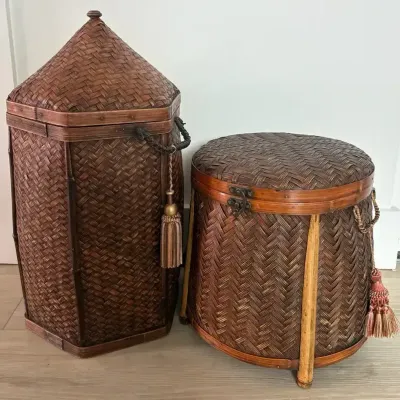 Woven Decorative Baskets with Lids – Set of 2