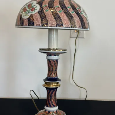 Decorative Table Lamp with Patterned Ceramic Body & Shade – Approx. 20”