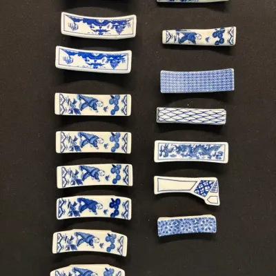 Lot of 16 Blue & White Chopstick Rests – Assorted Designs