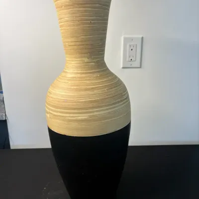 Two-Tone Spun Bamboo Floor Vase - 24.5" Height