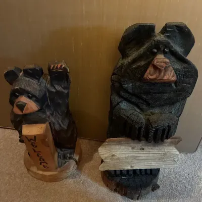 Two Wooden Carved Bears