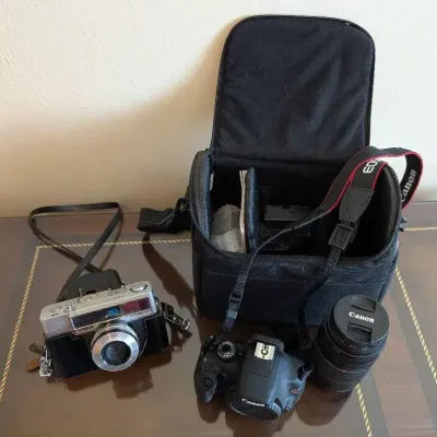 Vintage Argus Automatic 35mm, Canon EOS Rebel T5 w/ Zoom Lens EF 75-300mm w/Bag