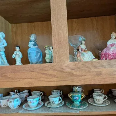 Vintage Tea Cups, Cream & Sugar,  Figurines. Contents Only