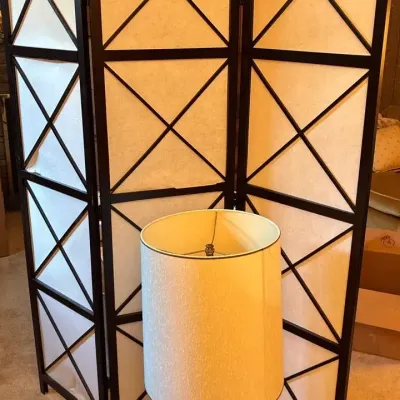 Privacy Screen & Brass Lamp