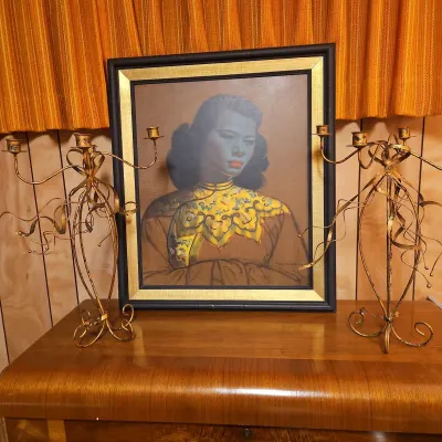 Tretchiko Painting & Candelabras