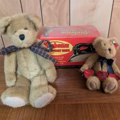 Vintage Steam or Dry Iron, Boyds Plush Jointed Teddy Bear, Boyds Sissy BearhugsTeddy Bear