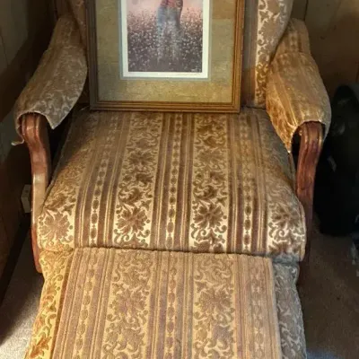 Rocking Chair W/ Footstool & Bill Burkett Print 