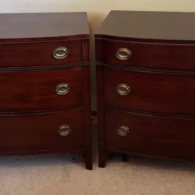 Two Drexel Bowfront Mahogany Chest Of Drawers