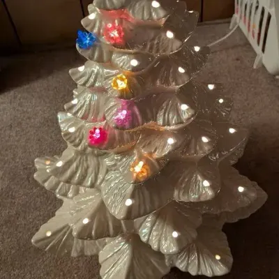 Iridescent Ceramic Christmas Tree, Lights Up
