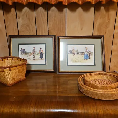Vintage Golf Scene Prints & Baskets
