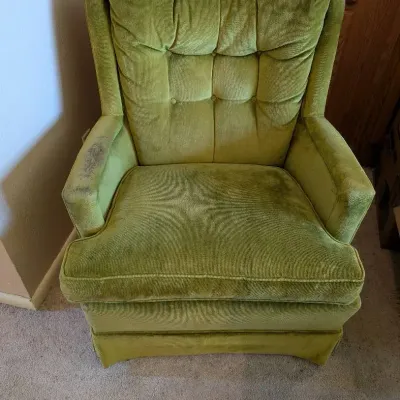 Vintage Olive Green Velvet Armchair, Pennsylvania House Brand