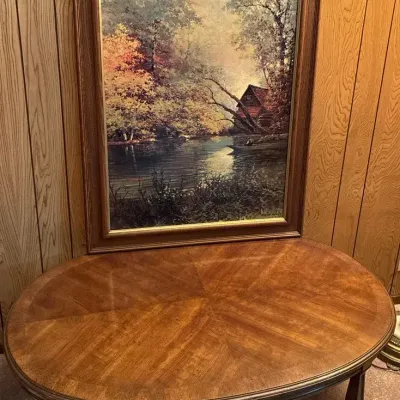 Wooden Coffee Table & “Golden Twilight” Print 