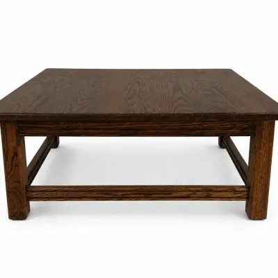 Arts & Crafts Mission Style Oak Coffee Table with Quarter-Sawn Grain, 38” Square