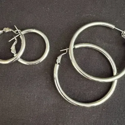 925 Sterling Silver Hoop Earrings – Two Pairs