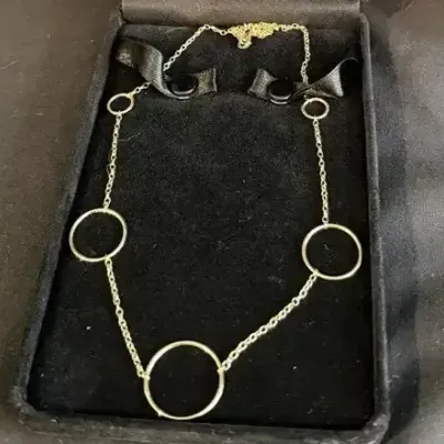 2.47g 14K Gold Open Circle Station Chain Necklace
