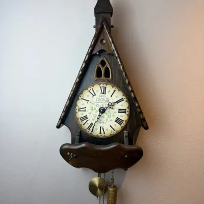 Vintage New England Clock Co. Gothic-Style Wall Clock