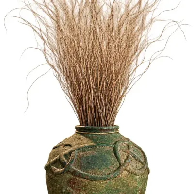 Rustic Textured Decorative Floor Vase with Natural Branch Arrangement
