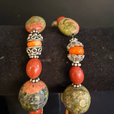Double-Strand Jasper Bead Bracelet with Sterling Clasp 