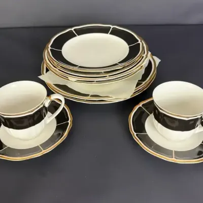 Ralph Lauren Harwick Black, White & Gold Dinnerware