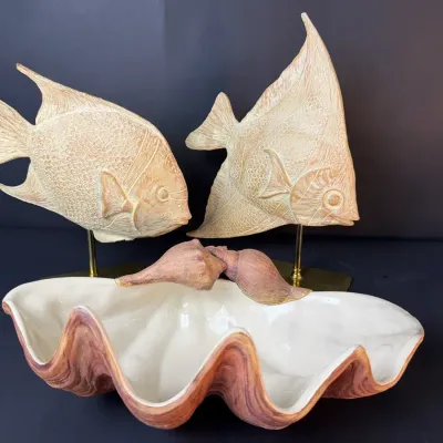 Hamilton Collections Tropical Fish & Large Seashell Bowl 