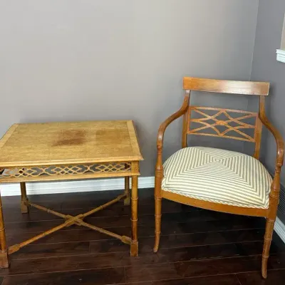 Thomasville Chinoiserie-Style Wood Accent Table & Armchair