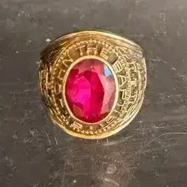 8.86g - St. John the Baptist Jordan 10K Gold Synthetic Ruby Ring