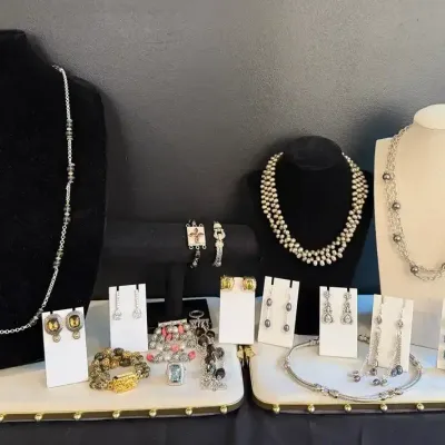 Assorted Costume Jewelry Collection – Freshwater Pearls, Garnet, Coral, CZ, Rhinestones 