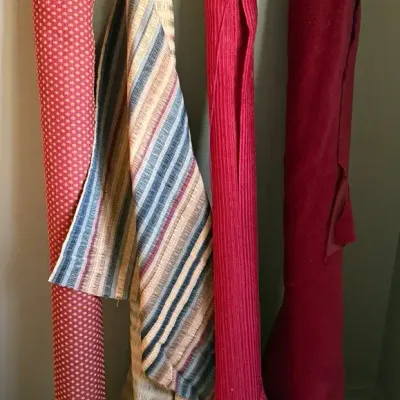 Assorted Vintage Upholstery & Drapery Fabric on Rolls  Stripes, Textured & Woven Patterns