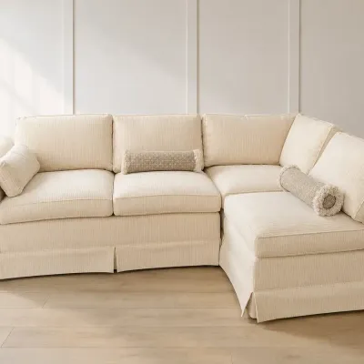 Ethan Allen Cream Upholstered Sectional Sofa 