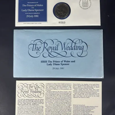 1981 Prince Charles & Lady Diana Royal Wedding First Day Cover Coin & Stamp Set