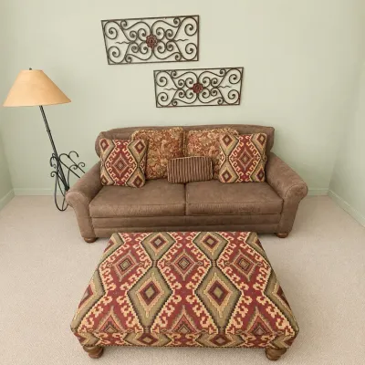 Norwalk Furniture Sofa, Ottoman, Floor Lamp & Wall Decor