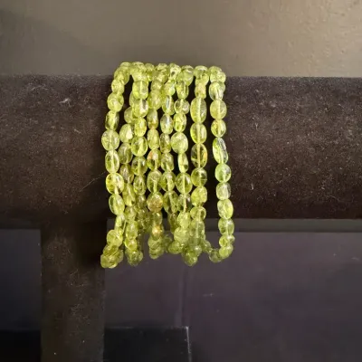 8-Strand Peridot Bead Bracelet with 925 Sterling Silver Clasp