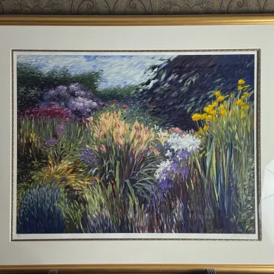 Signed Limited Edition 94/350 Textured Garden Art Print Framed 52" x 43"