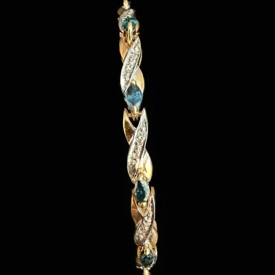 9.33g 14K Gold Sapphire & Diamond Bracelet