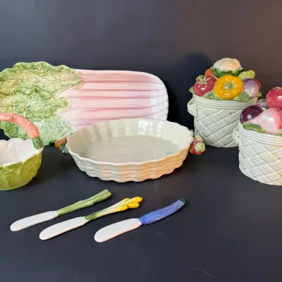 Fitz and Floyd Vegetable Garden Ceramic Serve Ware, Canisters & Spreaders 