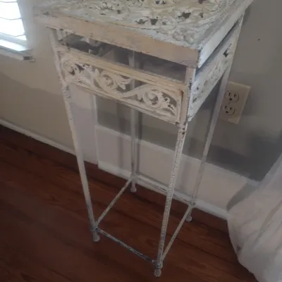 Sale Photo Thumbnail #34: Vintage Metal Fancy Scroll Design Plant Stand.  Upstairs item.